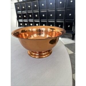 Vintage Coppercraft Guild Footed Bowl Taunton Mass USA 9" across top Unpolished